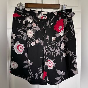 LOFT Black and White Floral Skirt